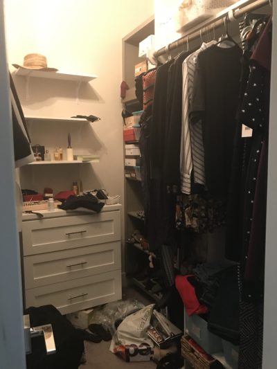 messy closet - pre tidying up